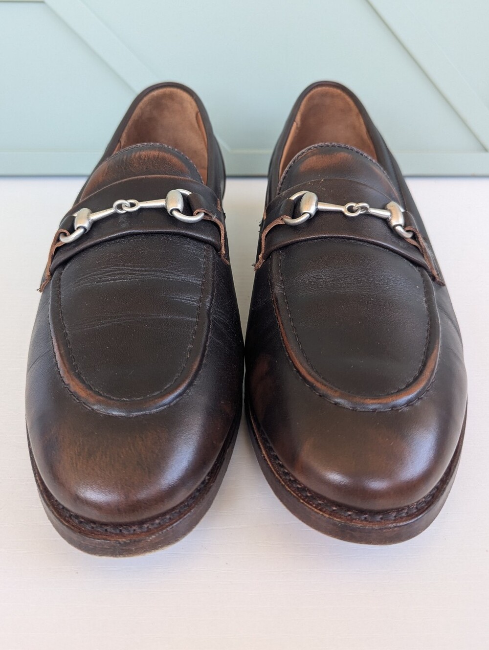 Allen Edmonds Brown Leather Bit Loafers with Silver Hardware